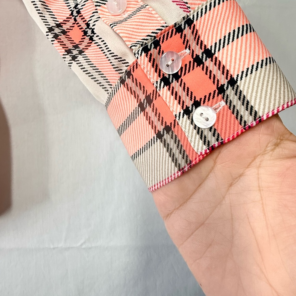 Per se SILK Plaid Button-Up Shirt - Picture 5 of 5
